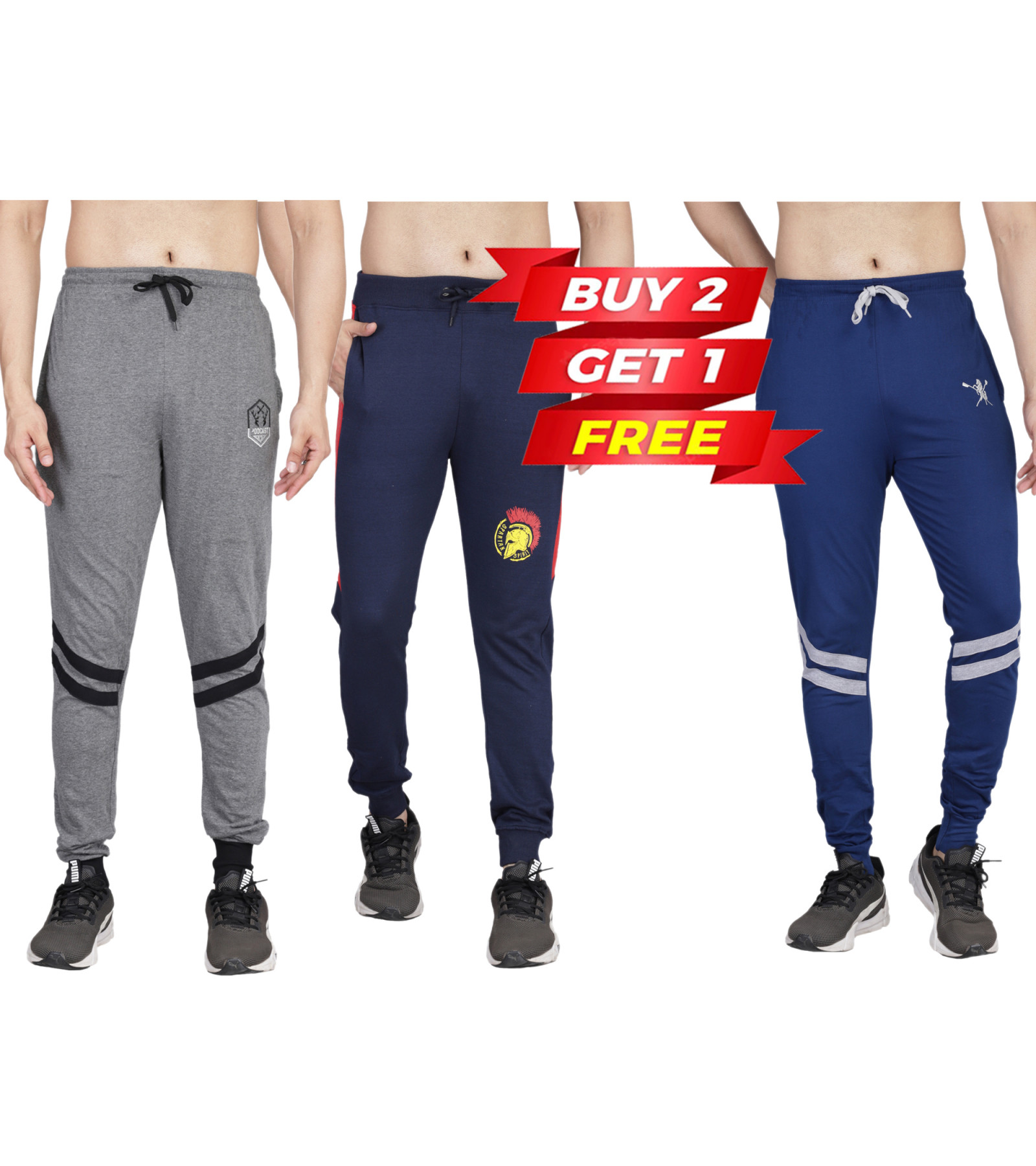 Mens Track Pant Buy 2 Get 1 Free Combo Offer