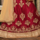 Traditional maroon coloured soft lehanga with thread work