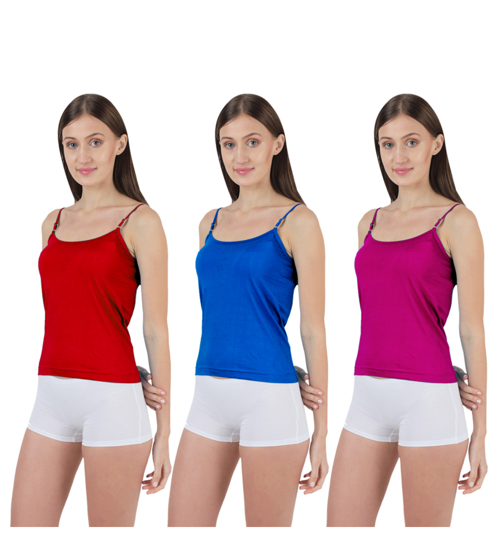 Vink Multicolor Womens Camisole Slip 3 Pack Combo | Scoop Neck